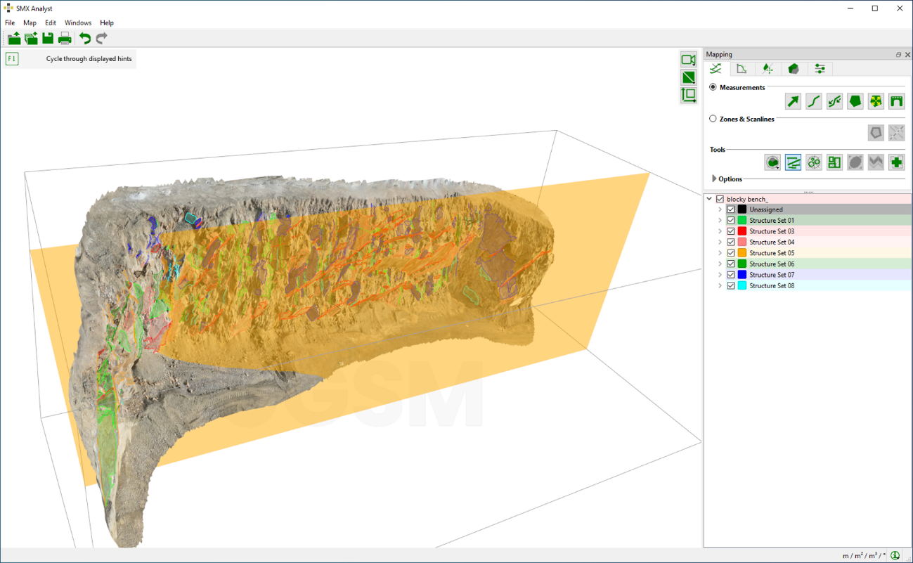 Projection Plane (green) and its bounding box in the 3D viewer