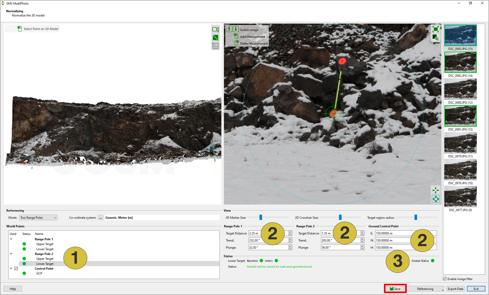 Two Range Pole Mode – scaling (and georeferencing)