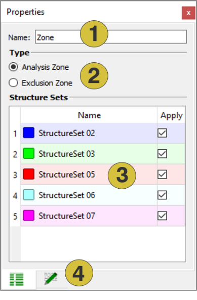 Properties pane of Zones
