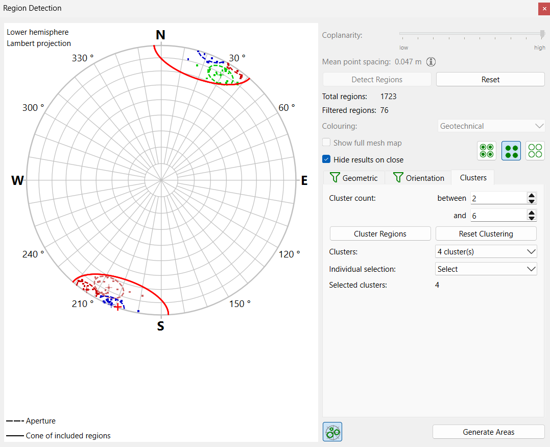 region detection dialog