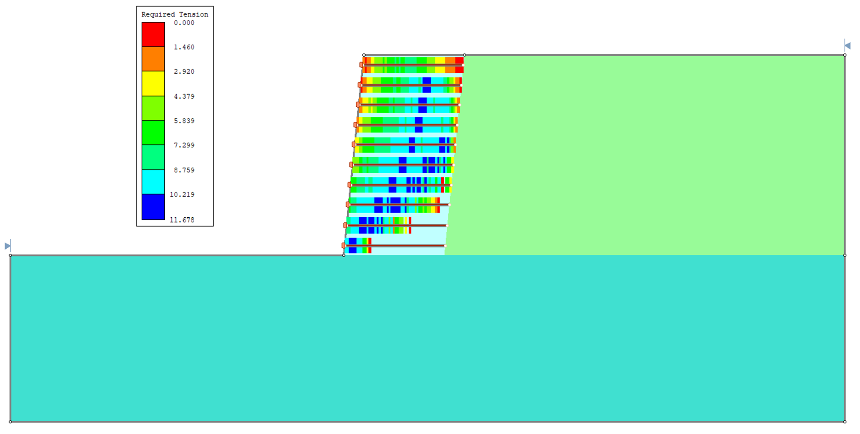 Typical tension map result displaying required and maximum tensions