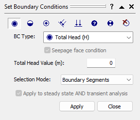 Groundwater Boundary Conditions dialog