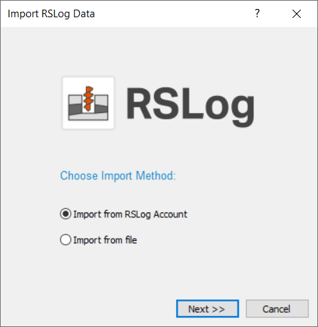 Import from RSlog dialog