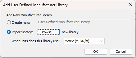 add user defined manufacturer library dialog
