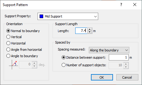 Support Pattern dialog - Mid Support