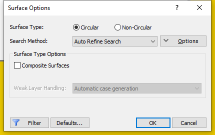 Surface Options Dialog
