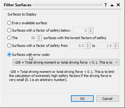 Filter surfaces with error code