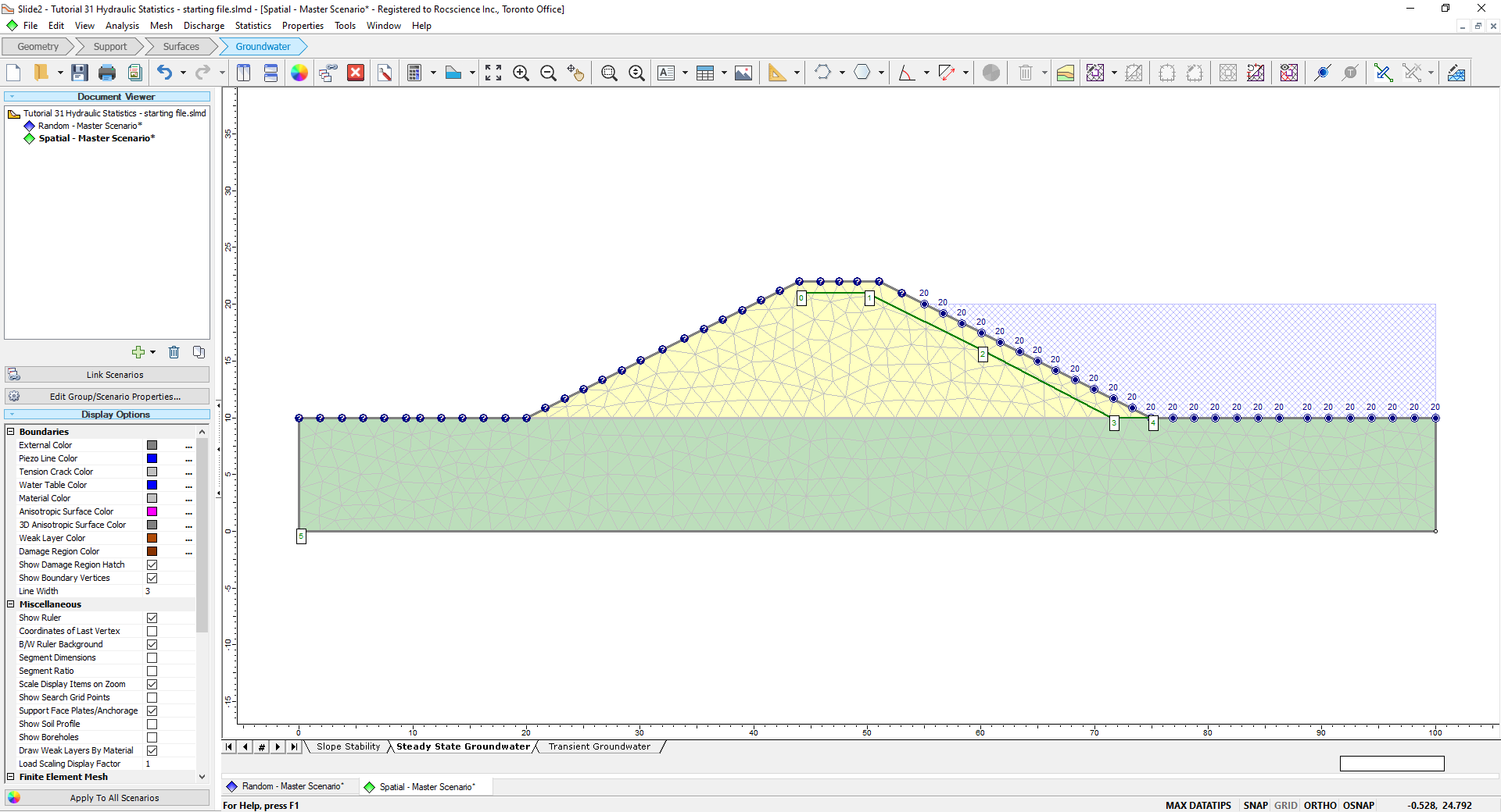 Model with hydraulic query points