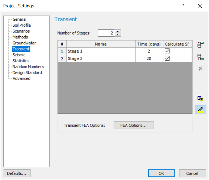 Project settings transient tab