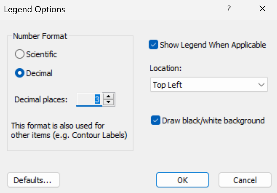 Legend Options dialog in Slide2 Interpret