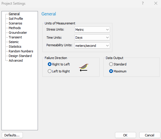 Project Settings Dialog - General Tab