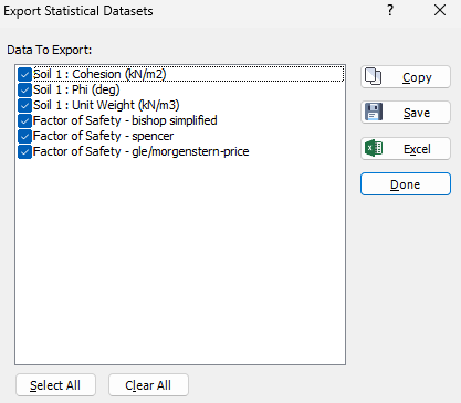 Export Statistical Datasets Dialog