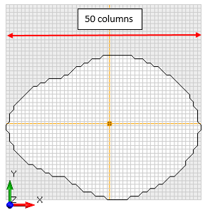 Plan View of Slip Surface Outline Showing Grid of Columns in XY Plane