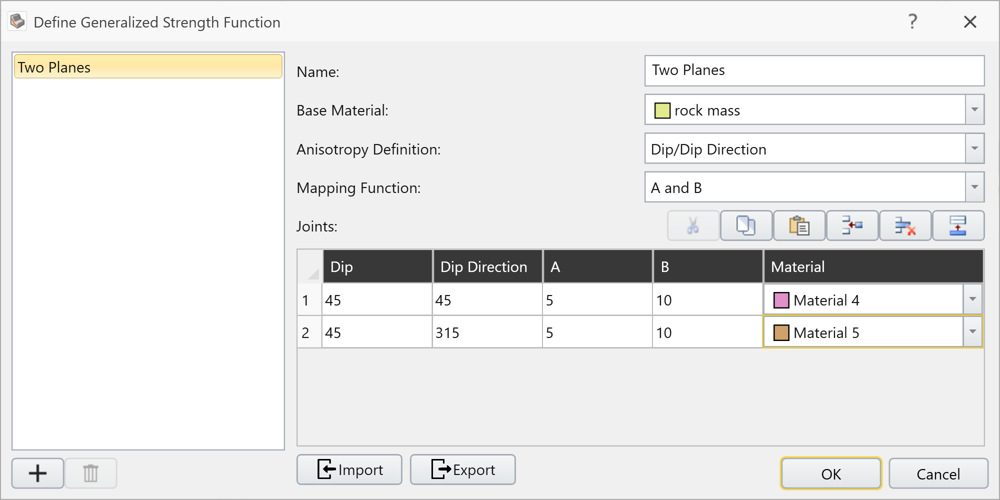 Define Generalized Strength Function Dialog