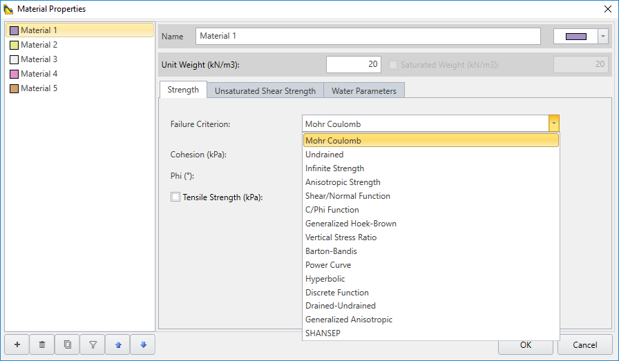 Material Properties Dialog