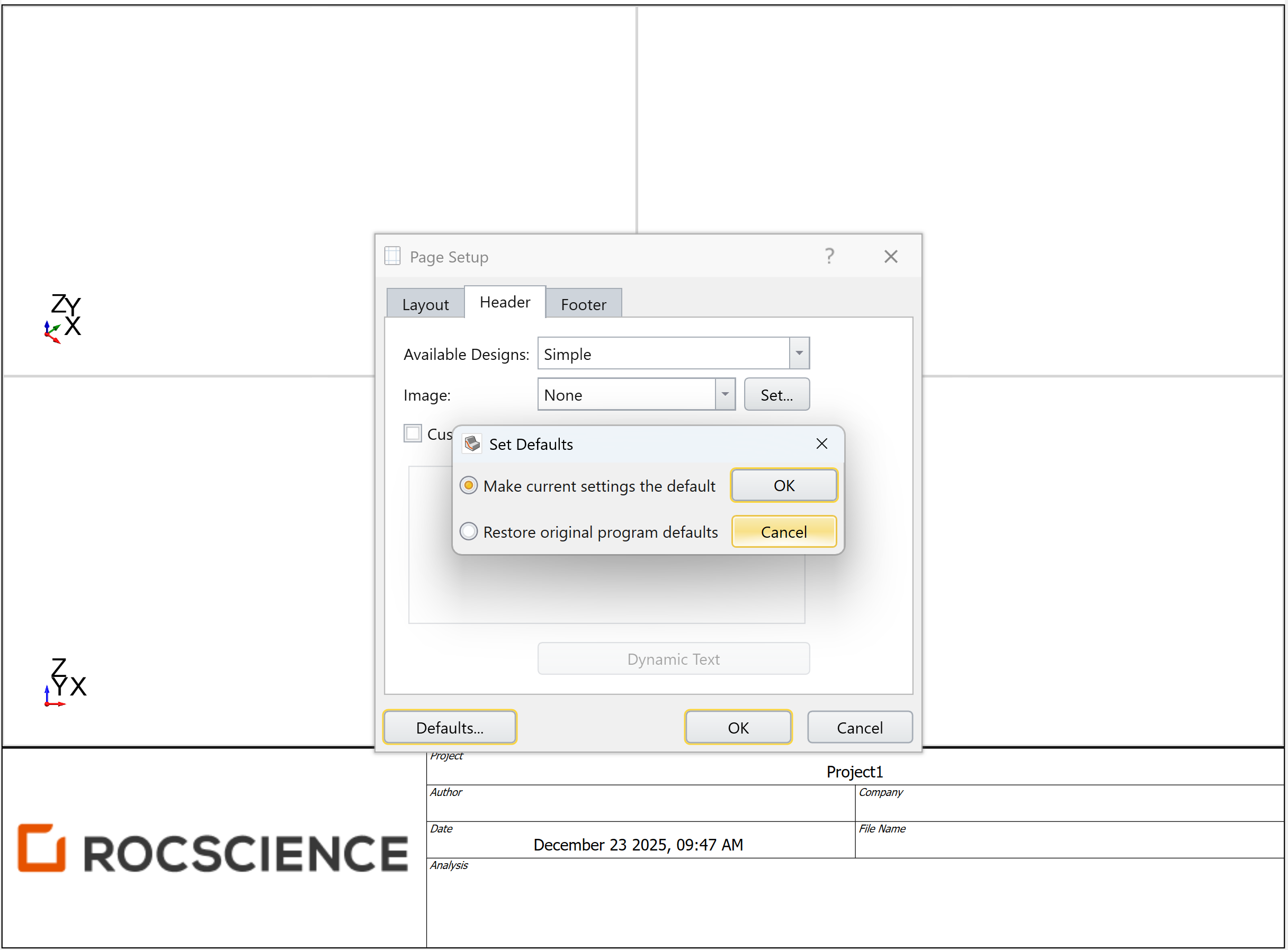 Set Printing Defaults
