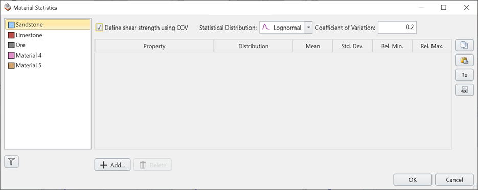 Material Statistics Dialog