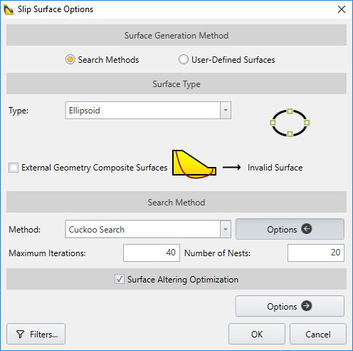 Slip Surfaces Options Dialog