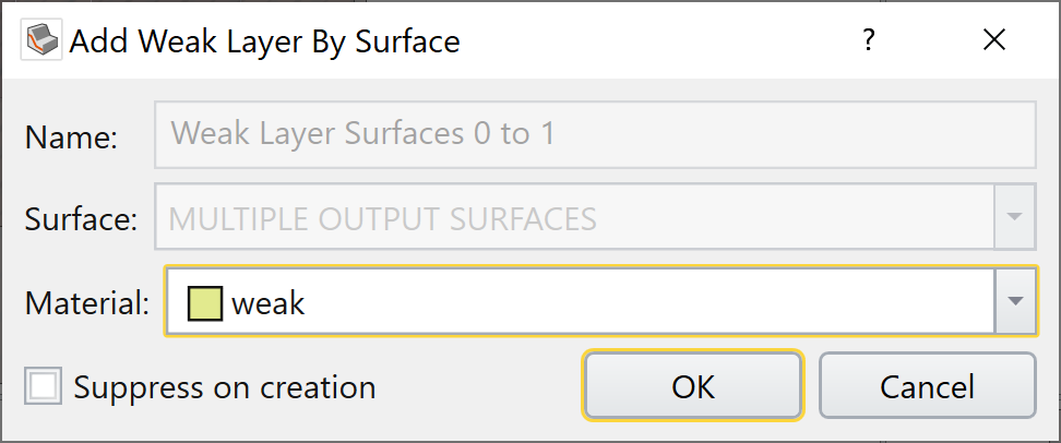 Add Weak Layer by Surface dialog