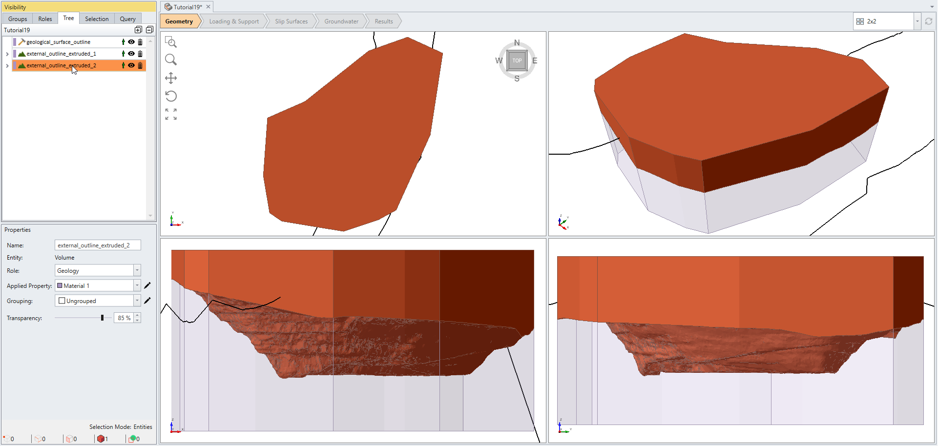 Top Layer of Open Pit model