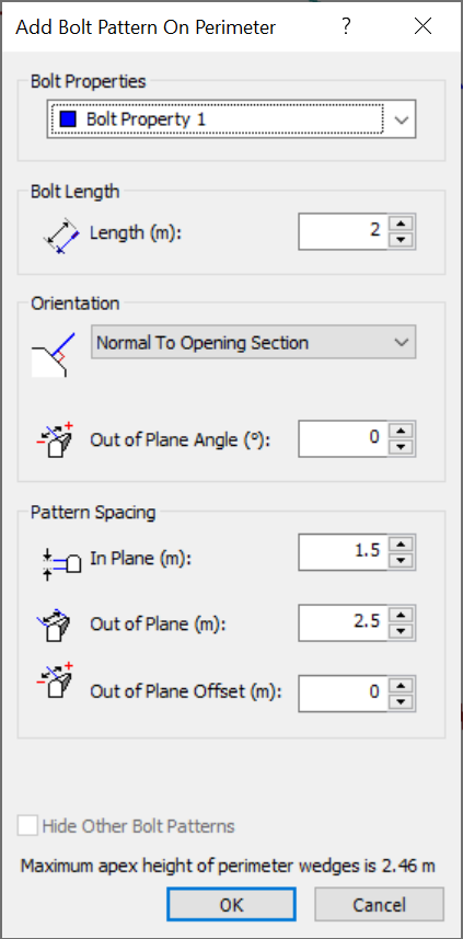 Select bolt type with drop-down menu in Add Bolt Pattern dialog