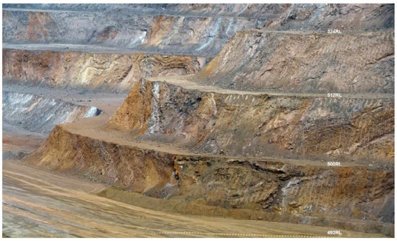 Open Pit Mine benches showing a small localized failure