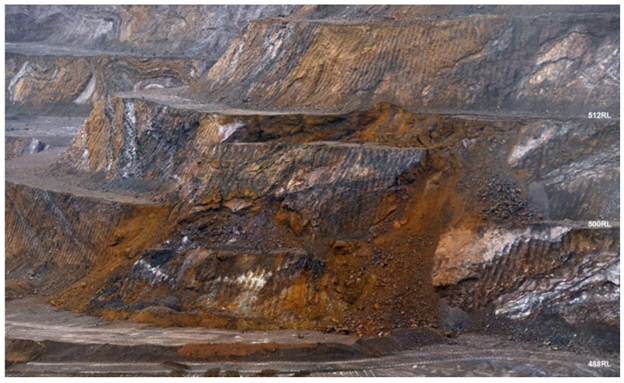 Open Pit Mine slope showing full failure