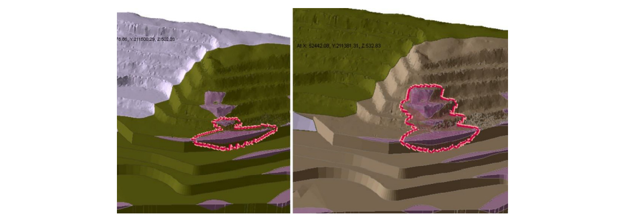 3D LE models evaluating future pit slope design