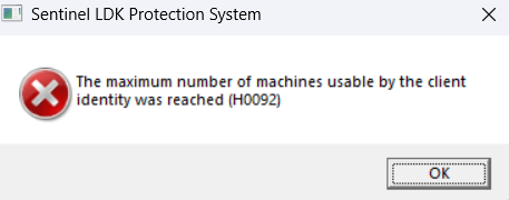 An image of an instance of Sentinel LDK Protection System running that displays(H0092)
