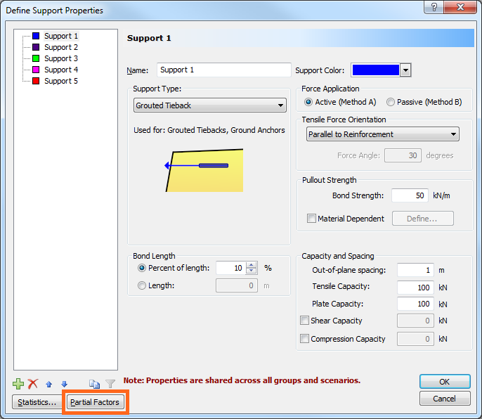 Define Support Properties Dialog