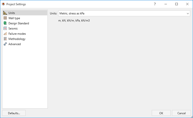 Figure 2. RSWall’s Project Settings Dialog