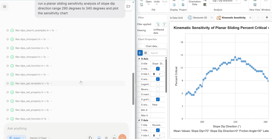 Figure 12. Kinematic sensitivity analysis ran through RSInsight&nbsp;to DIPS