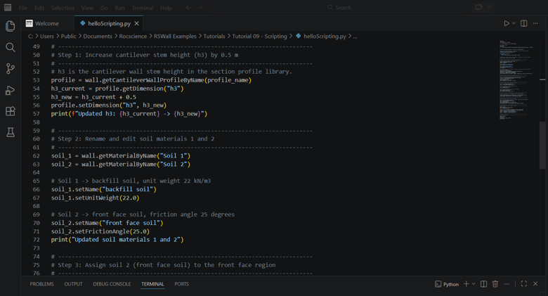 Figure 3. RSWall Scripting powered by Python.