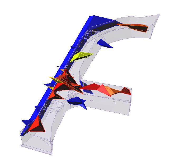 Figure 1. Combined blocks in an excavation modelled in RocTunnel3 using the new Combined Block Analysis.