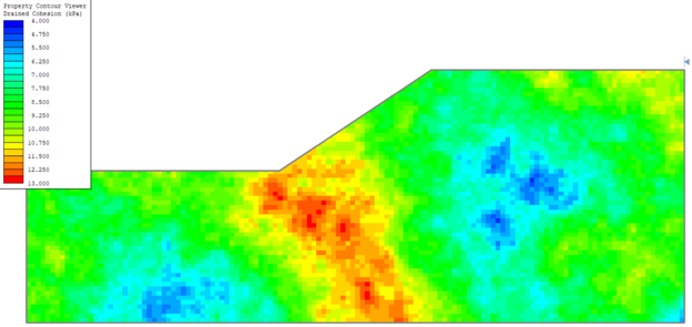Figure 3. (a) Field showing constant values at observed locations relative to the field at low correlation lengths. (b) Standard unconditioned random field. (c) The same field sample conditioned to strongly honour observed values.