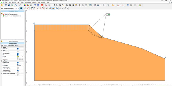Figure 3. Critical surface after a tension crack is defined