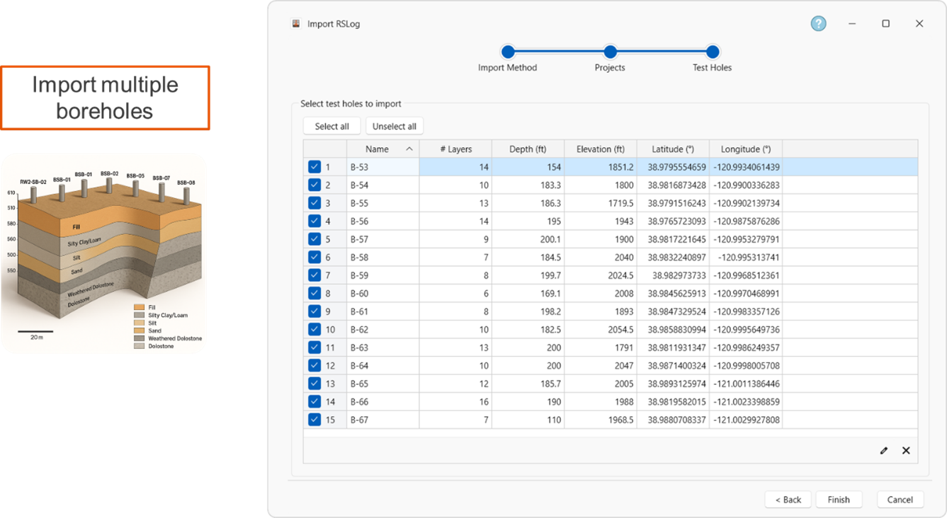 Importing multiple soil columns from RSlog into RSSeismic
