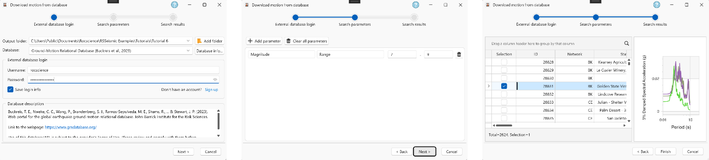 Workflow for importing ground motions from external database
