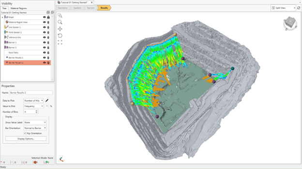 3D Rock fall analysis Model showing Graphs