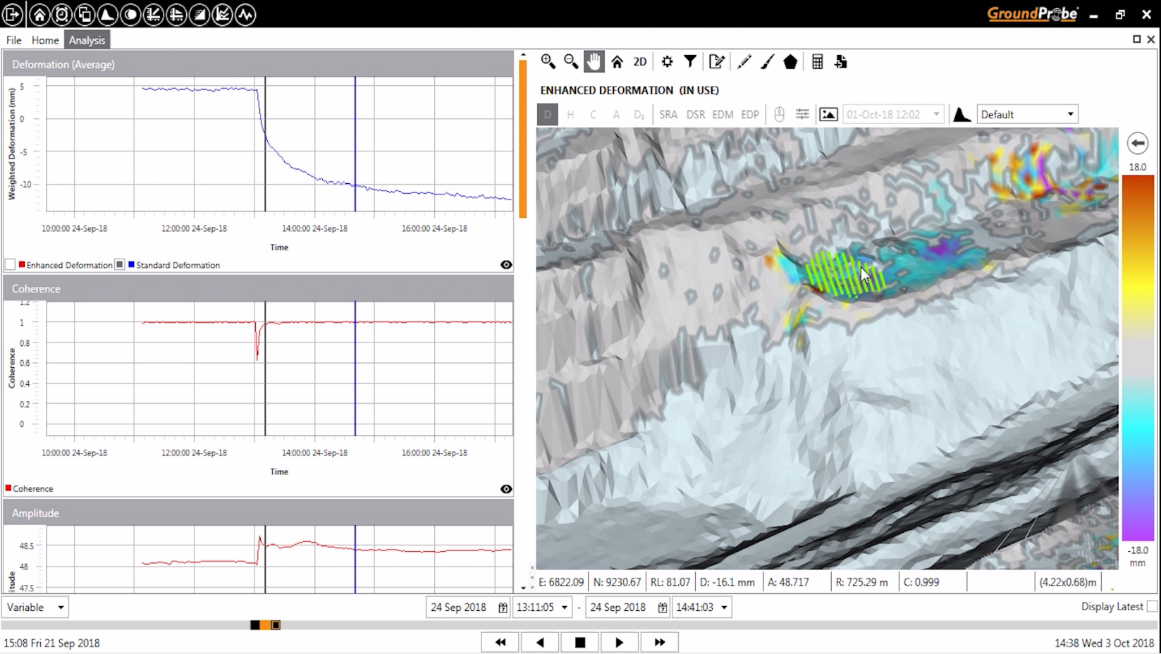 Image 2: GroundProbe slope stability radar viewer showing overlay of RS3 data