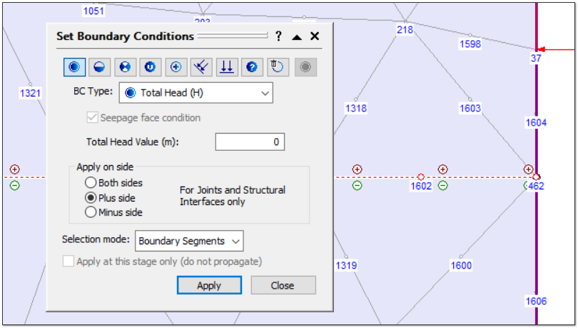 The Image shows an RS2 dialog with boundary condition settings