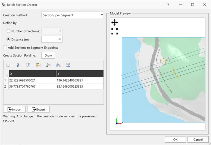 Screen Showing RocFall3 Batch Section Creator