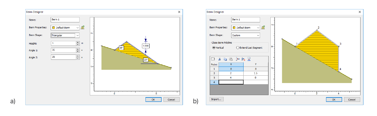 Designing earthen berms in RocFall 2019.