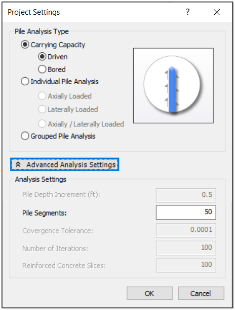 Project Settings with Carrying Capacity