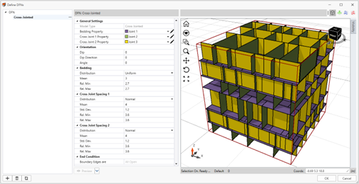 Figure 2. The window where you can define cross-jointed DFN properties.