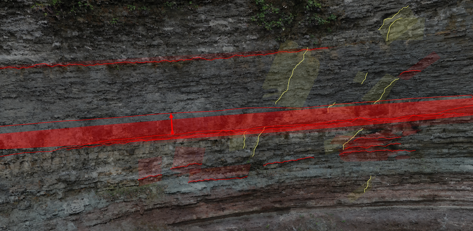 Figure 6. Sample structural mapping performed in the ShapeMetriX Analyst module, using the Guided Trace and Area definitions.