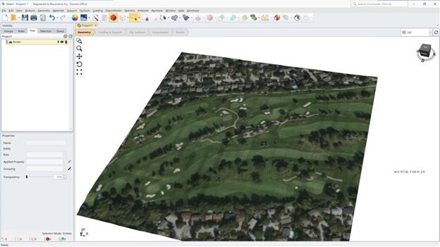 Figure 1. A model of a Toronto golf field, made using Slide3's surface terrain generator tool.