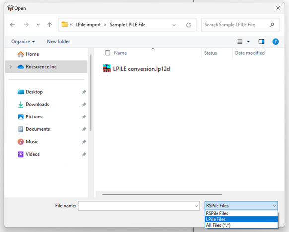 Opening an LPILE file in RSPile