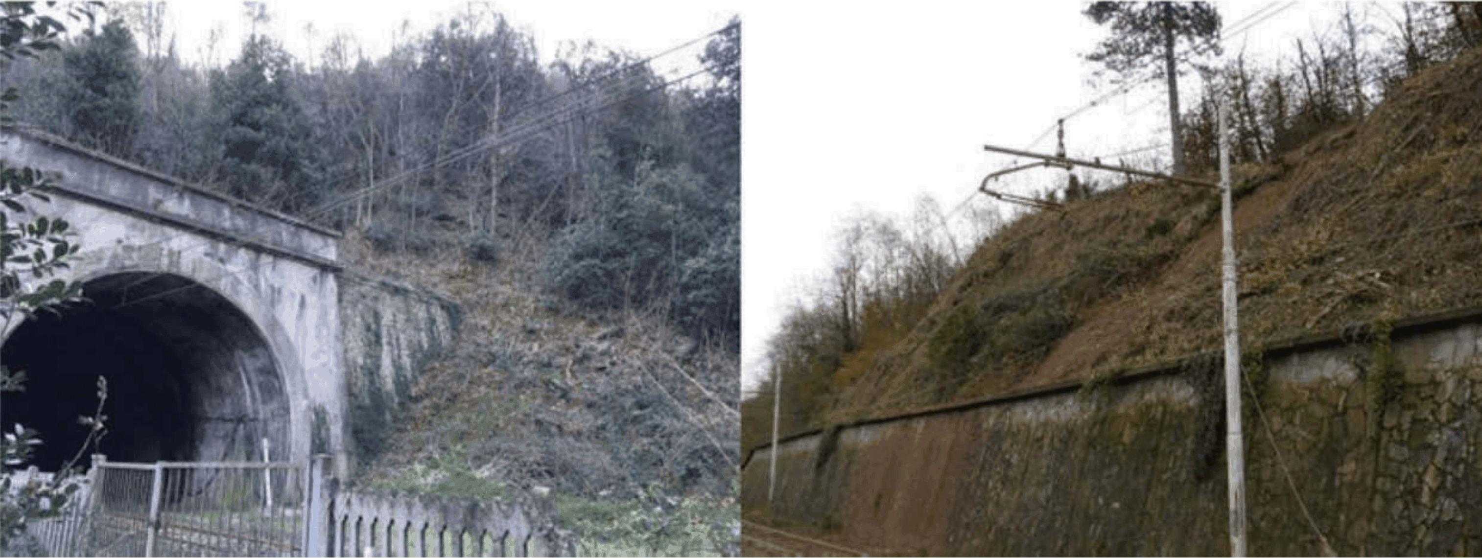 Landslide from ch. 6+592 to 6+663 (Via Altare) (left) and landslide from ch. 13+610 to 13+700 (Via Altare) (right)