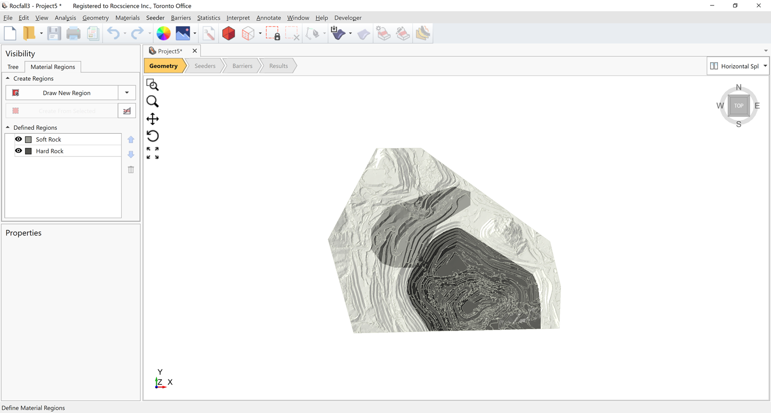 Material region editor for RocFall3